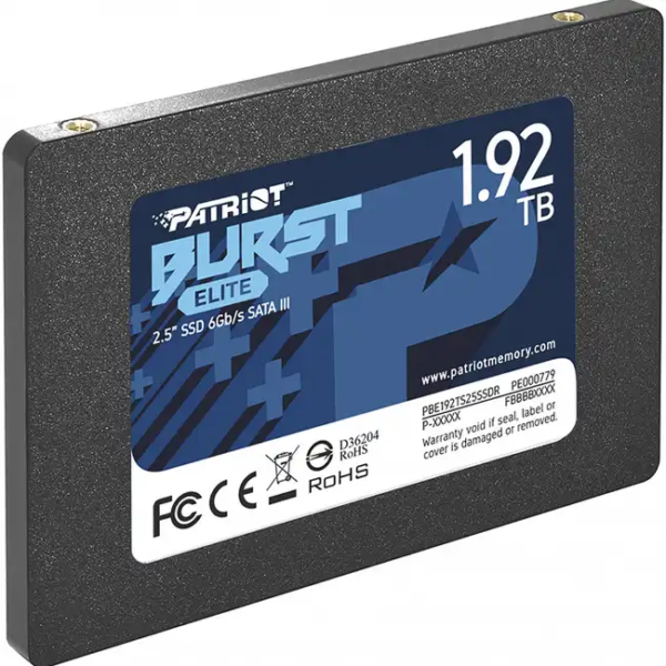 Внутренний жесткий диск Patriot Burst Elite PBE192TS25SSDR (SSD (твердотельные), 1.92 ТБ, 2.5 дюйма, SATA)