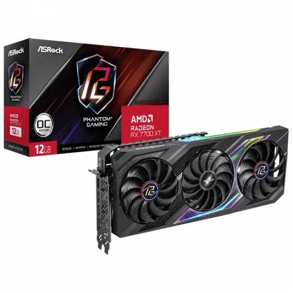 Видеокарта ASRock Radeon RX7700XT Phantom Gaming OC RX7700XT PG 12GO (12 ГБ)