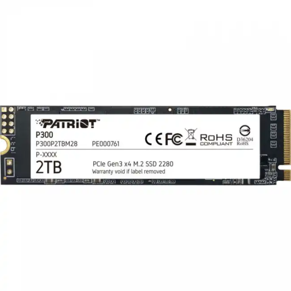 Внутренний жесткий диск Patriot P300 P300P2TBM28 (SSD (твердотельные), 2 ТБ, M.2, PCIe)