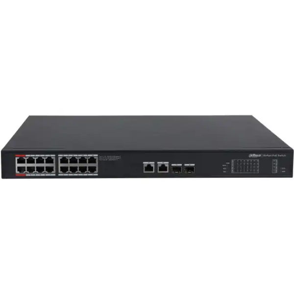 Коммутатор Dahua PFS3220-16GT-240 DH-PFS3220-16GT-240 (1000 Base-TX (1000 мбит/с), 2 SFP порта)