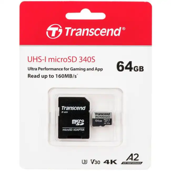 Флеш (Flash) карты Transcend Ultra Perfomrance microSDXC Class 10 UHS-I U3 с адаптером TS64GUSD340S (64 ГБ)