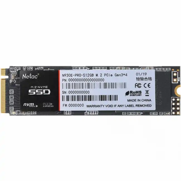 Внутренний жесткий диск Netac N930E Pro Series Retail NT01N930E-512G-E4X (SSD (твердотельные), 512 ГБ, M.2, PCIe)