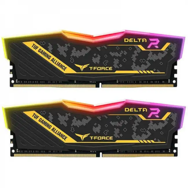 ОЗУ T-FORCE DELTA R TUF RGB YELLOW TF9D416G3200HC16F01 (DIMM, DDR4, 16 Гб (2 х 8 Гб), 3200 МГц)